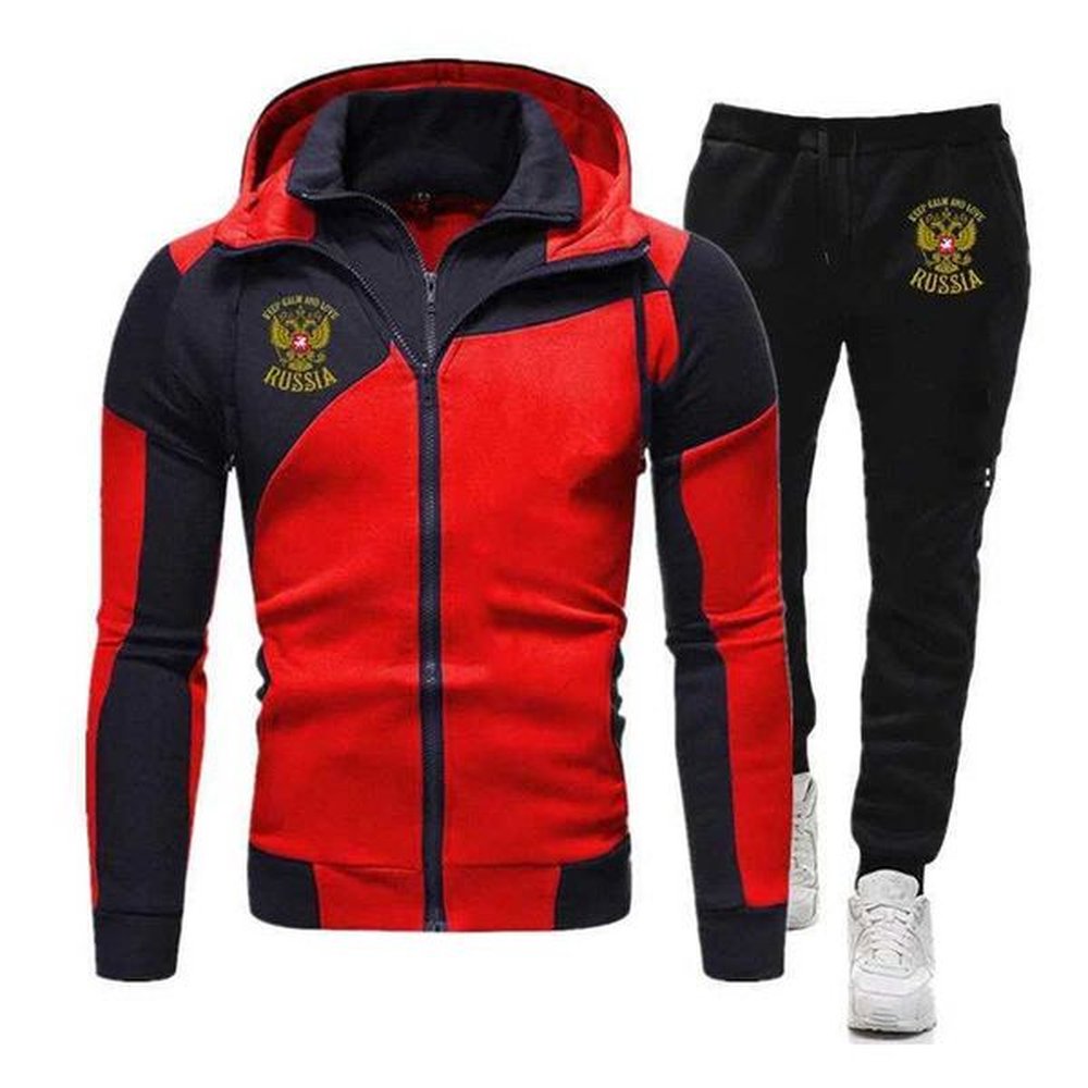 Men's Tracksuits Russian Badge Golden Eagle Printed 2023 Mens Hooded Jacket+Pants Autumn Sports Wear Casual Athletic Wear Sports Wear J