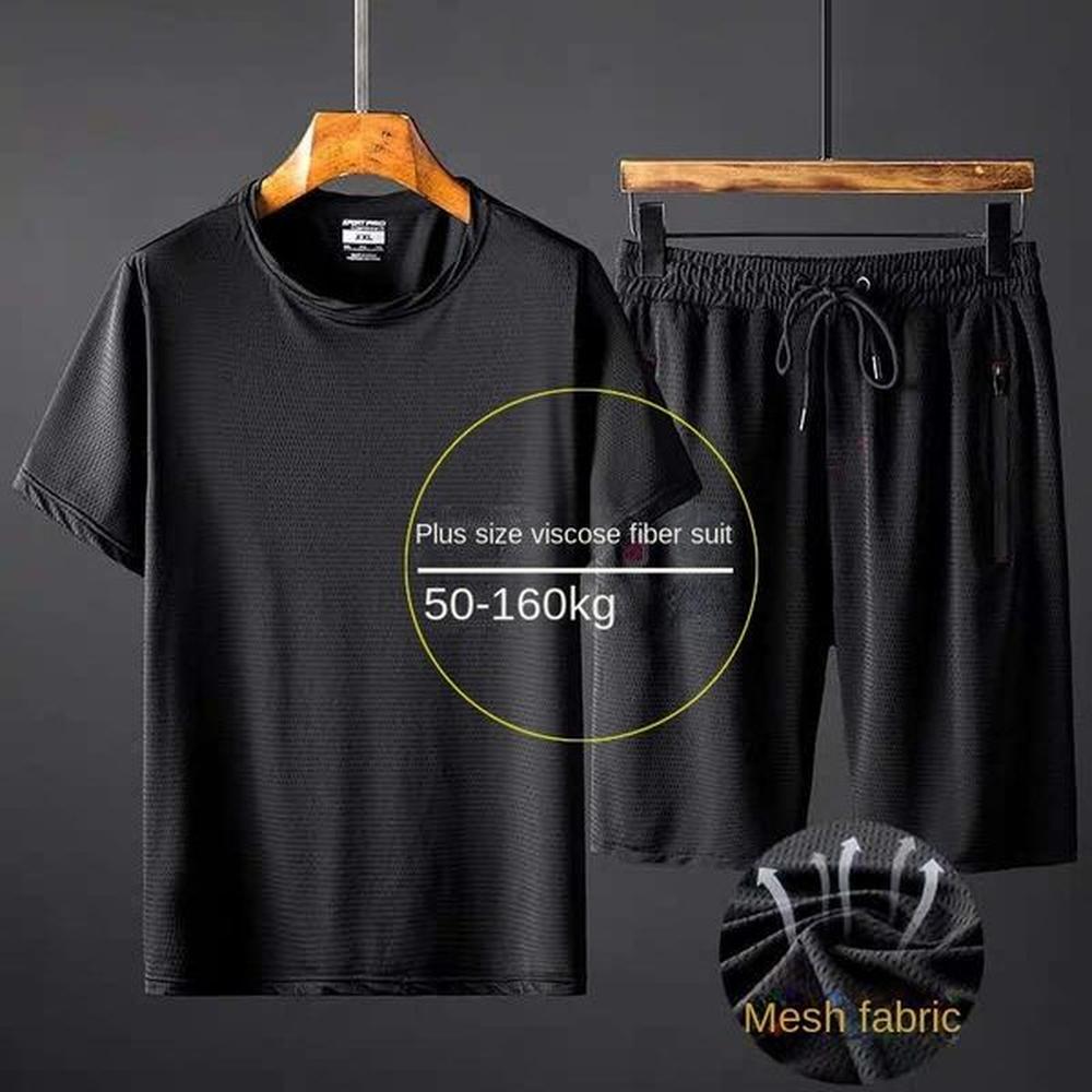 Mens Tracksuits Sports Suit Fashion Shorts TShirt 10XL Summer Breathable Mesh Casual Jogger Clothing 230707