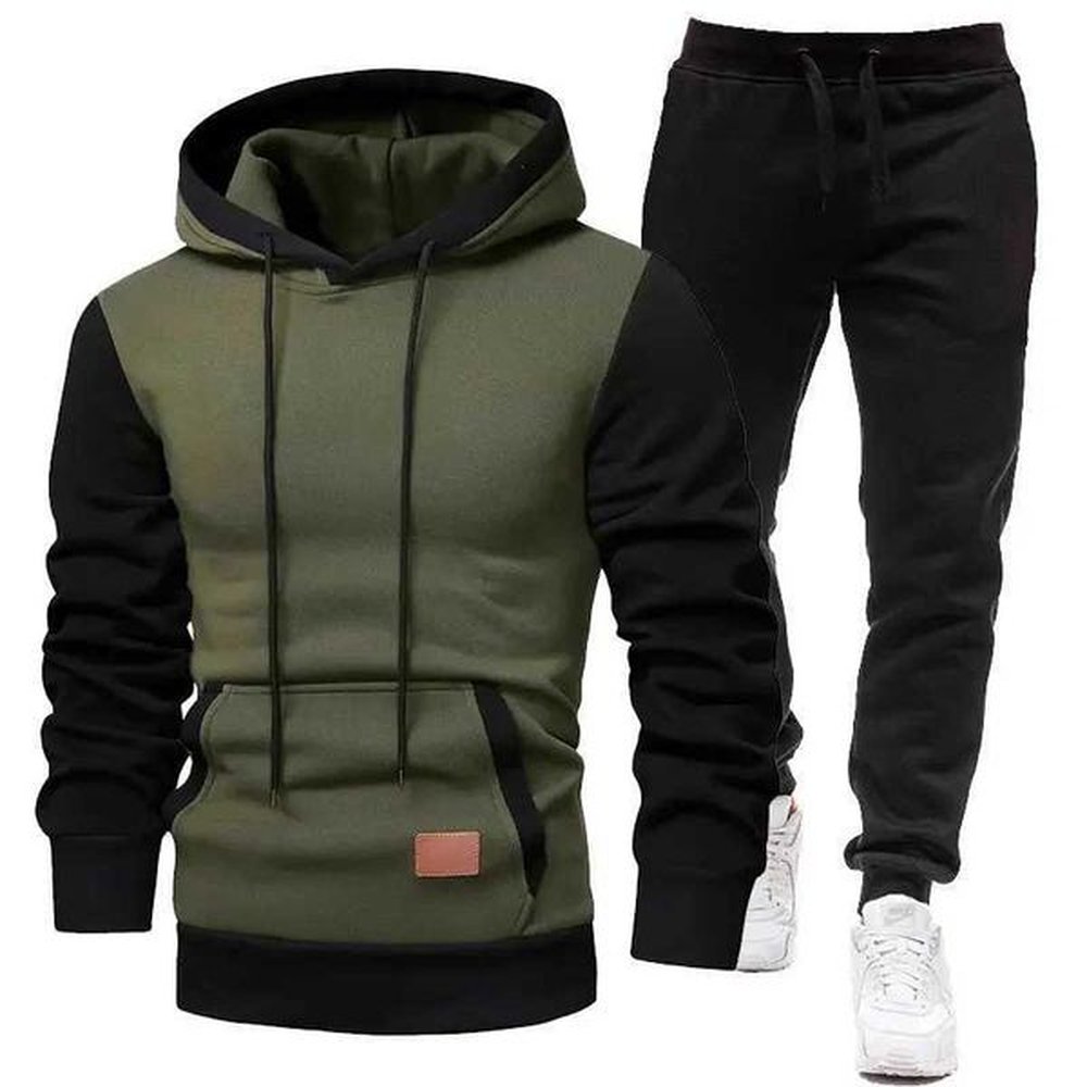 Men's Tracksuits 2024 Spring And Autumn Mens Sports Suit Fce Lined Hooded Sweatshirt + Sweatpants 2 Sets Leather Label Embroidery Mens