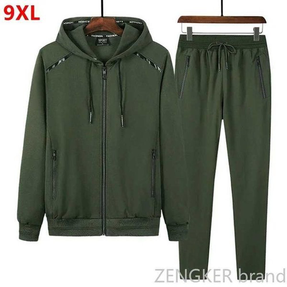 Men's Tracksuits Spring Autumn Sports Suit Plus Size Mens Track and Field Set Trade Sportswear Mens Running Sweater Set 9XL 8XL 7XL Run