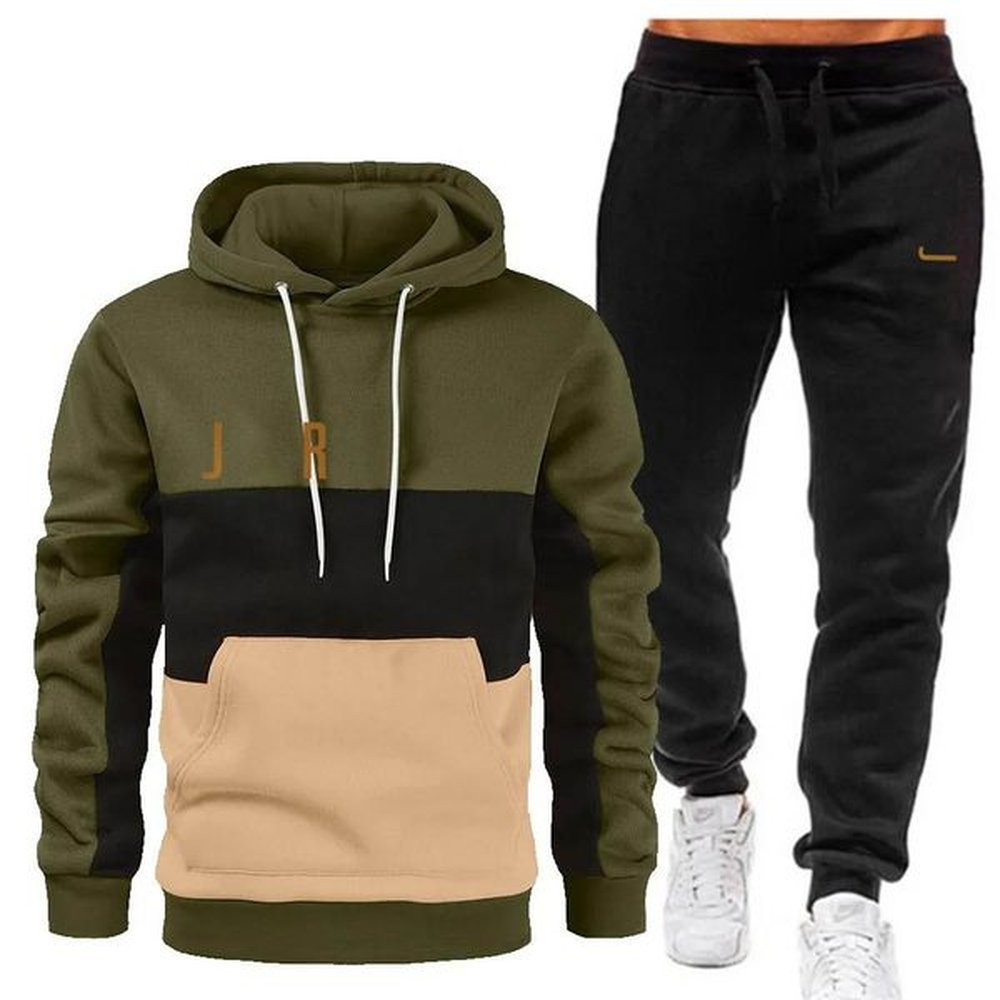 Mens tracksuits sweater Men's patchwork sports suit Basketball set streetwear sweatshirts sports suit Zip Fitness clothes wholesalepant