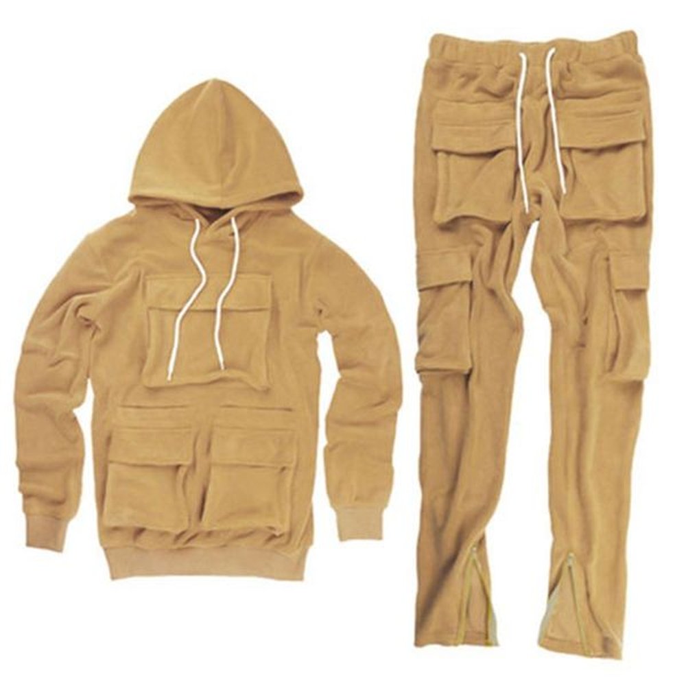Men's Tracksuits Warm Fleece Men Tracksuit 2 Piece Hoodies And Baggy Pants Mens Sweat Suits Set US Size Jogger Sets For Clothing Men 