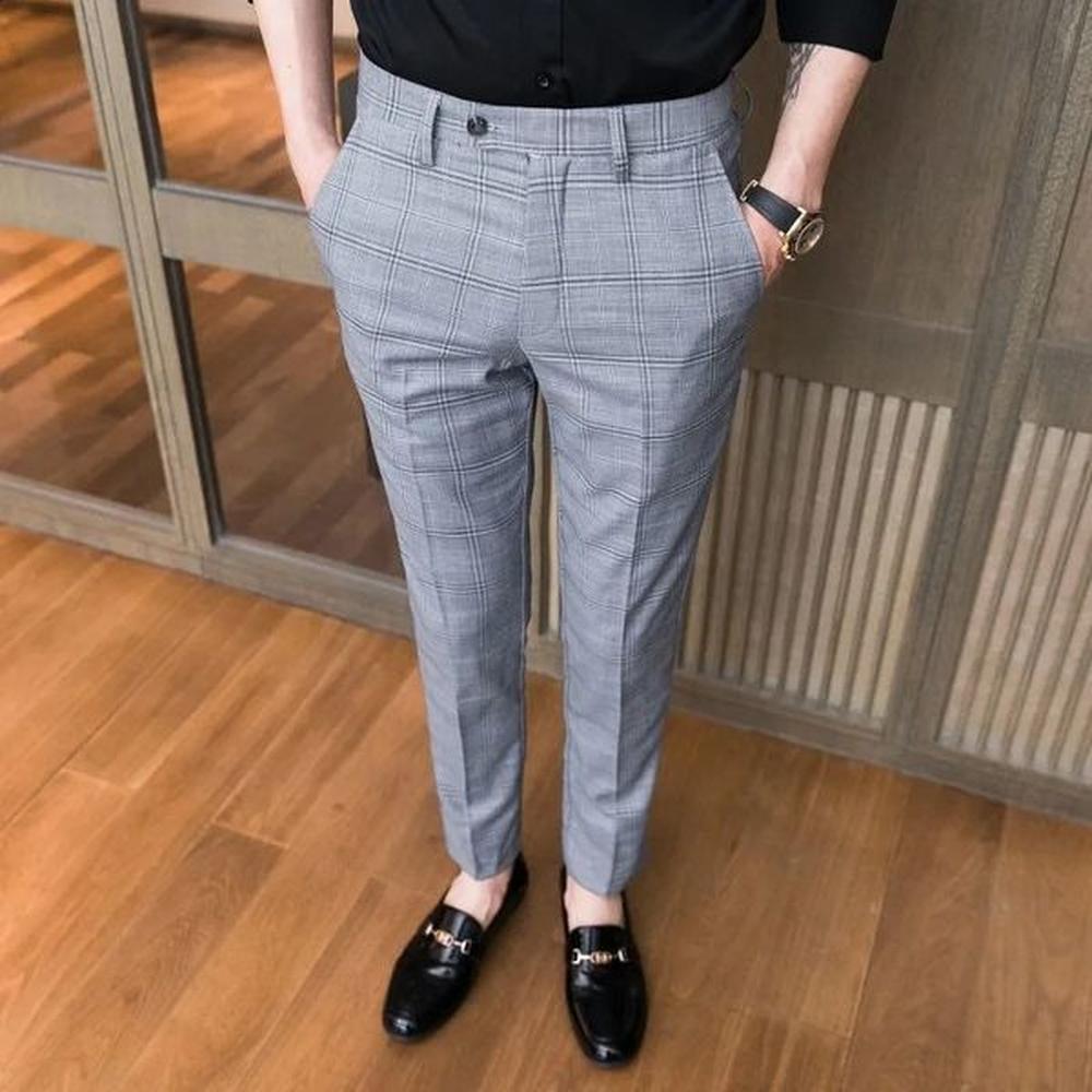 Mens Trouser Business Customized Check Office Autumn/Winter Mens Casual Pants Flat Pants Long Trend Low Price Fashion Y2k Street Wear 241227