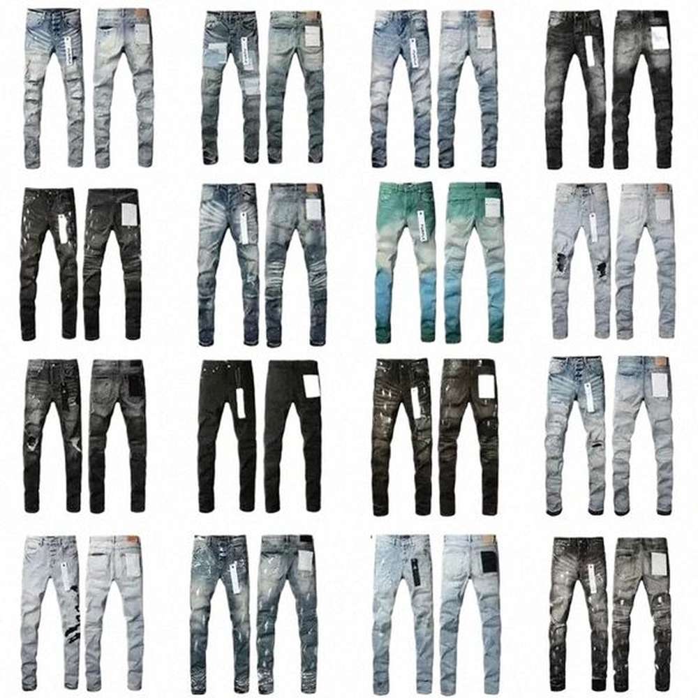 mens Trousers Purples jeans Denim Designer Jeans Men Black Pants High-end Quality Straight Retro Ripped Biker Jean Slim Fit Motorcycle Cloth