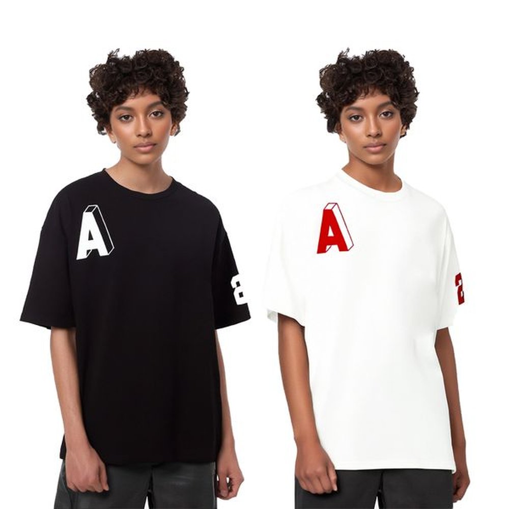 Men's T-shirt designer clothing summer loose casual short sleeved American trendy brand slanted letter printed pure cotton round neck t