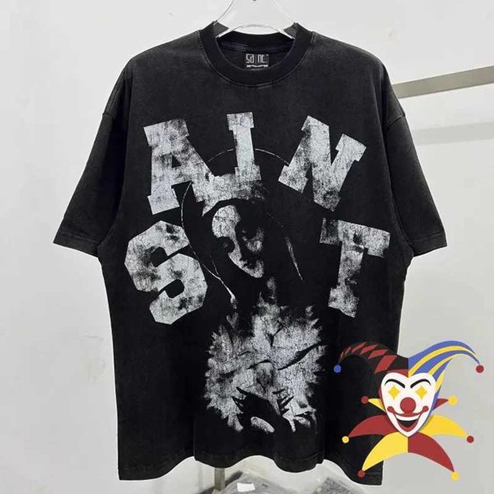 Men's T-Shirts Abstract Pattern Printing Saint T Shirt Men Women Vintage Washed T Tops Oversized T-Shirt T241118