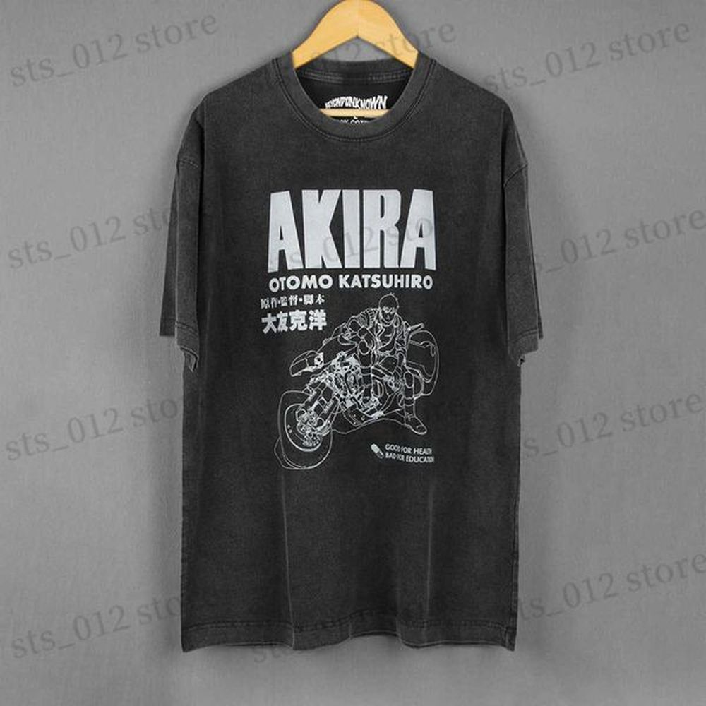 Men's T-Shirts Akira T-Shirt Otomo Katsuhiro Memories METROPOLIS Japanese Anime Cotton Mens Women Long Sleeves Washed Cotten t shirt T2