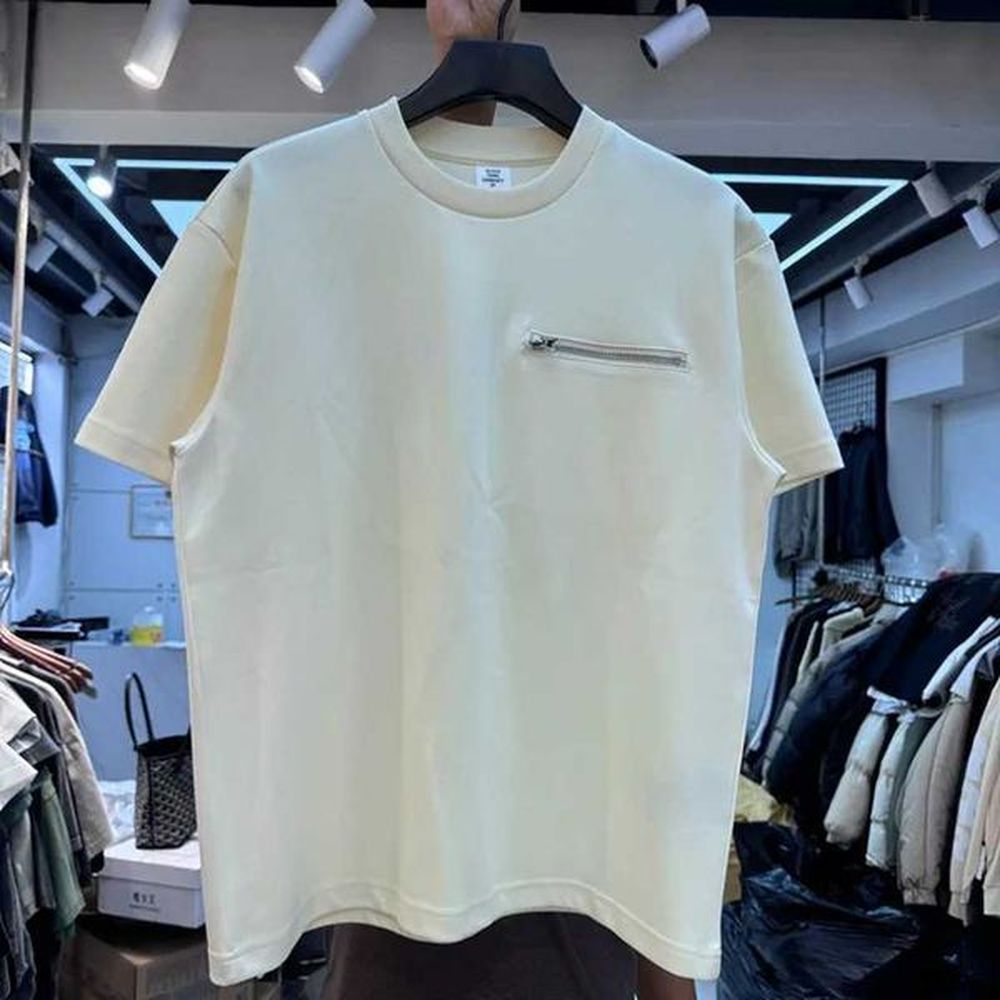 Men's T-Shirts est Zipper Pockets Solid Apricot Round Neck T Shirt Men Women High Quality Casual Loose Short Sleeve Tops Tee J250106