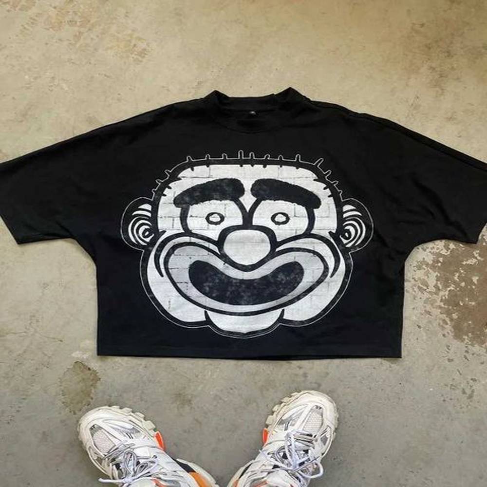 Men's T-Shirts Europe and the United States new summer clothing cartoon printed T-shirt retro Gothic short sleeve men Y2K street casual