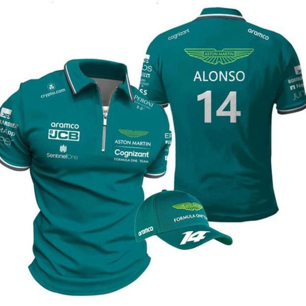 Mens T-shirts F1 Aston Martin POLO Spanish Racer Fernando Alonso 14 shirts High -quality Clothing Can Be Shipped Give Away Hats