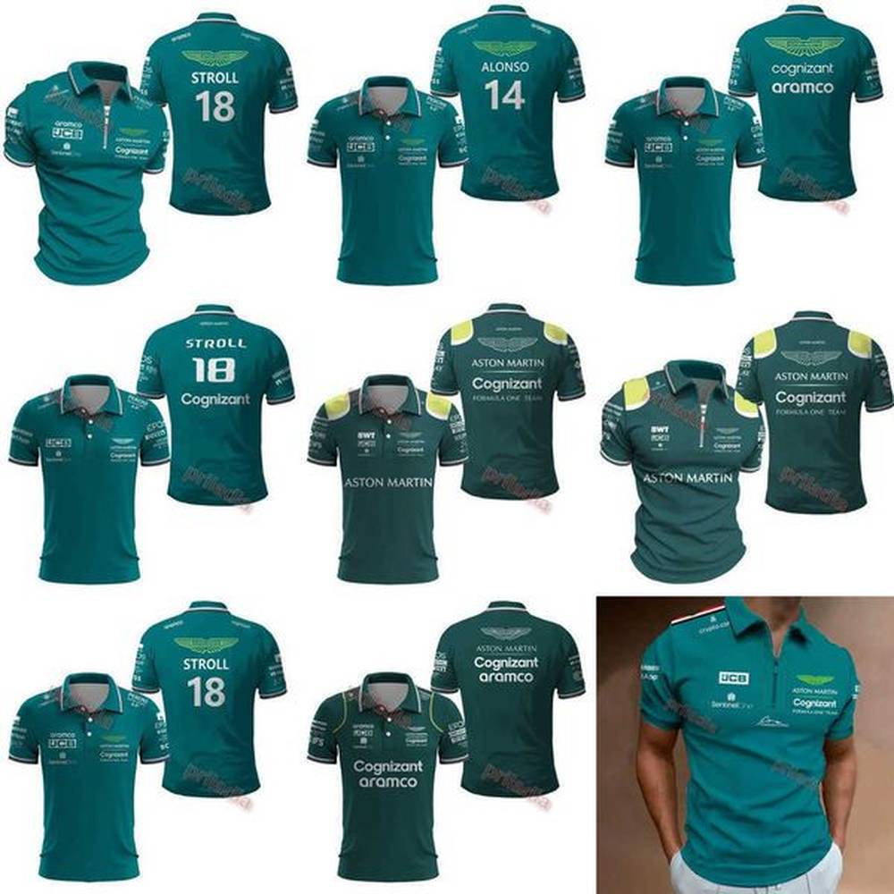 Mens T-Shirts Hot Aston Martin F1 2023 Mens Team Polo Shirt Formula One Racing Fan Top