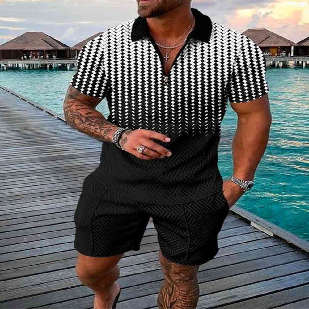 Men's T-Shirts Men's Clothing Summer Men Sets Tshirt Outfits Beach Shorts Tracksuit Set Fashion Solid Color 2 Pieces T-shirt Short