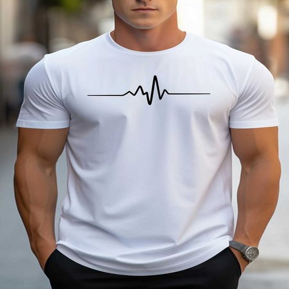 Men's T-Shirts Mens 100% cotton summer loose size Creative Graphic printed slim fit casual sports round neck short sved T-shirt top H24