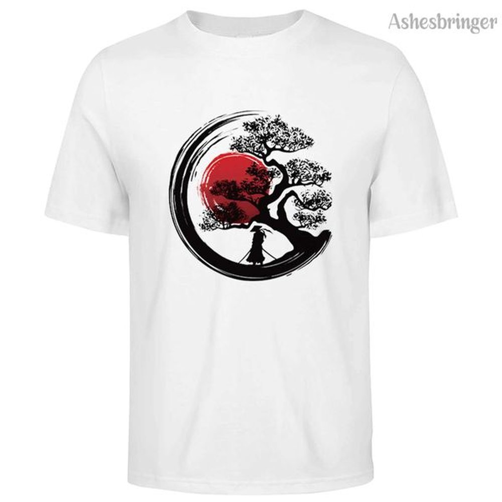 Men's T-Shirts Mens 100% Summer Cotton Japanese Samurai Graphic Printed T-Shirt Casual Style Tops for Men and Women z0250207