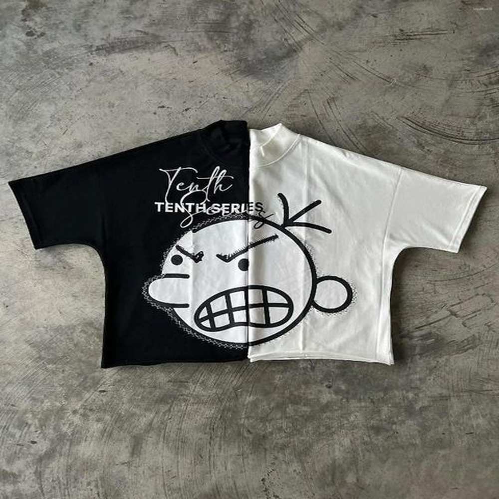 Men's T-Shirts Mens T Shirts Strtwear Shirt Y2K Harajuku Hip Hop Letter Cartoon Graphic Print Oversized Tshirt Mens Round Neck Cotton S