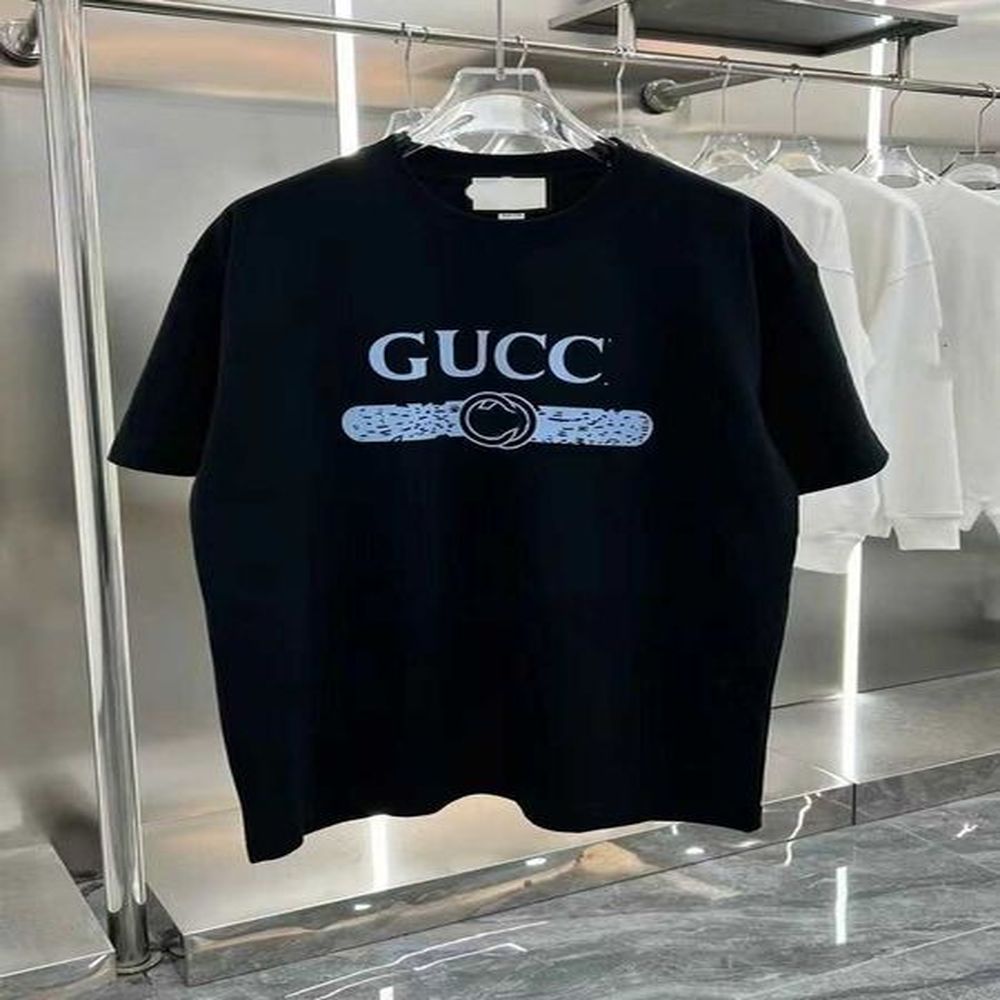 Men's T-Shirts New G Letter All Correct Version Of Cotton Men's Half Sleeve T-shirt High Version Off Shoulder Round Neck Short Sle