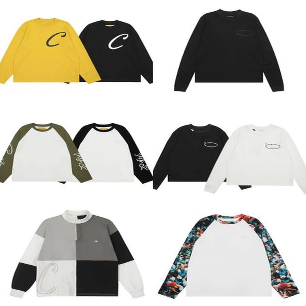 Men's T-shirts Printing Casual Long-Sleeved High Street T-Shirt Hip Hop Casual Stitching T-shirt Loose Casual Tops