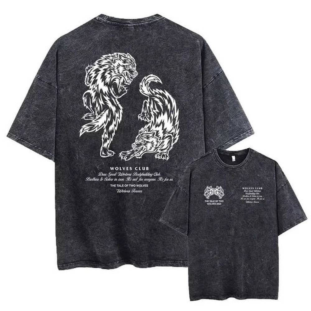 Men's T-Shirts Retro printed acidic T-shirt mens clothing cotton boy skateboarding shorts Slve T top washing gym super large fitness Y2