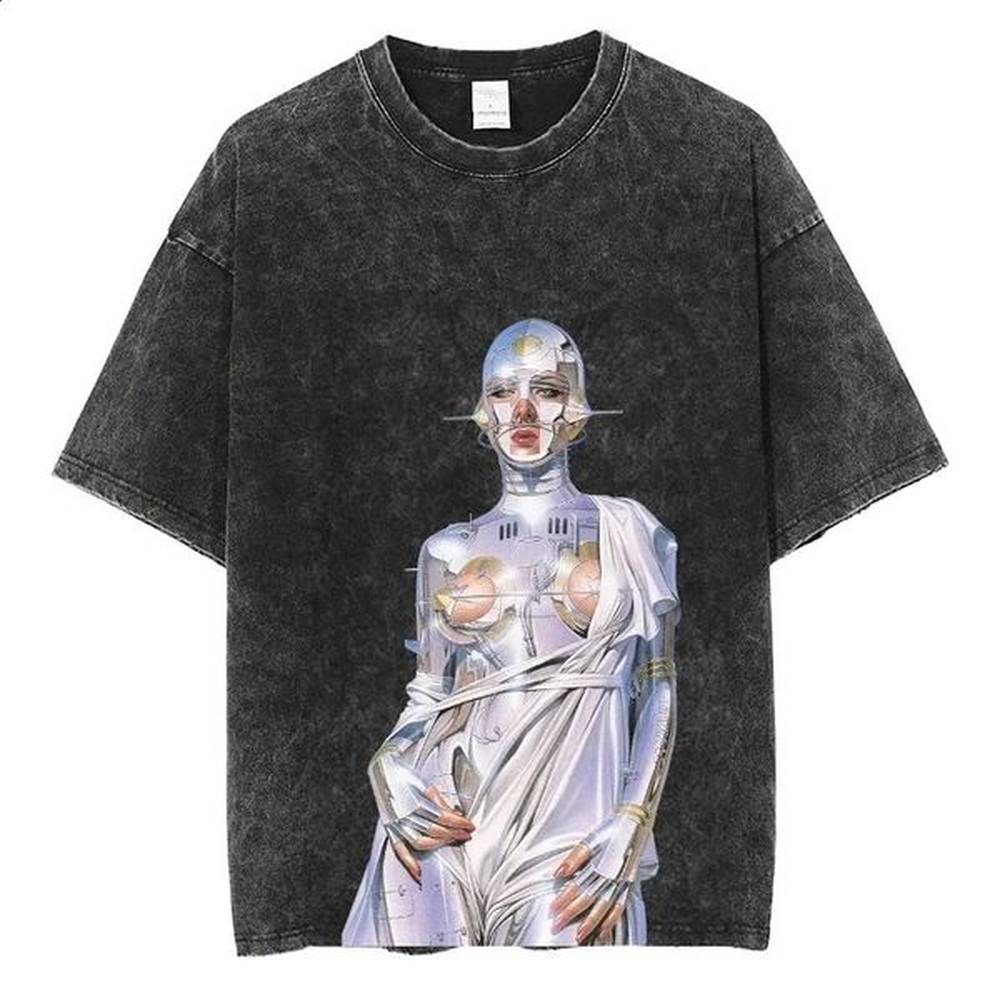 Men's T-Shirts Retro T Shirt Y2k Harajuku Quty Cotton Fun Gothic Anime Graphic Short Slve Ts Black Oversized Men Rapper Punk Strtwear H