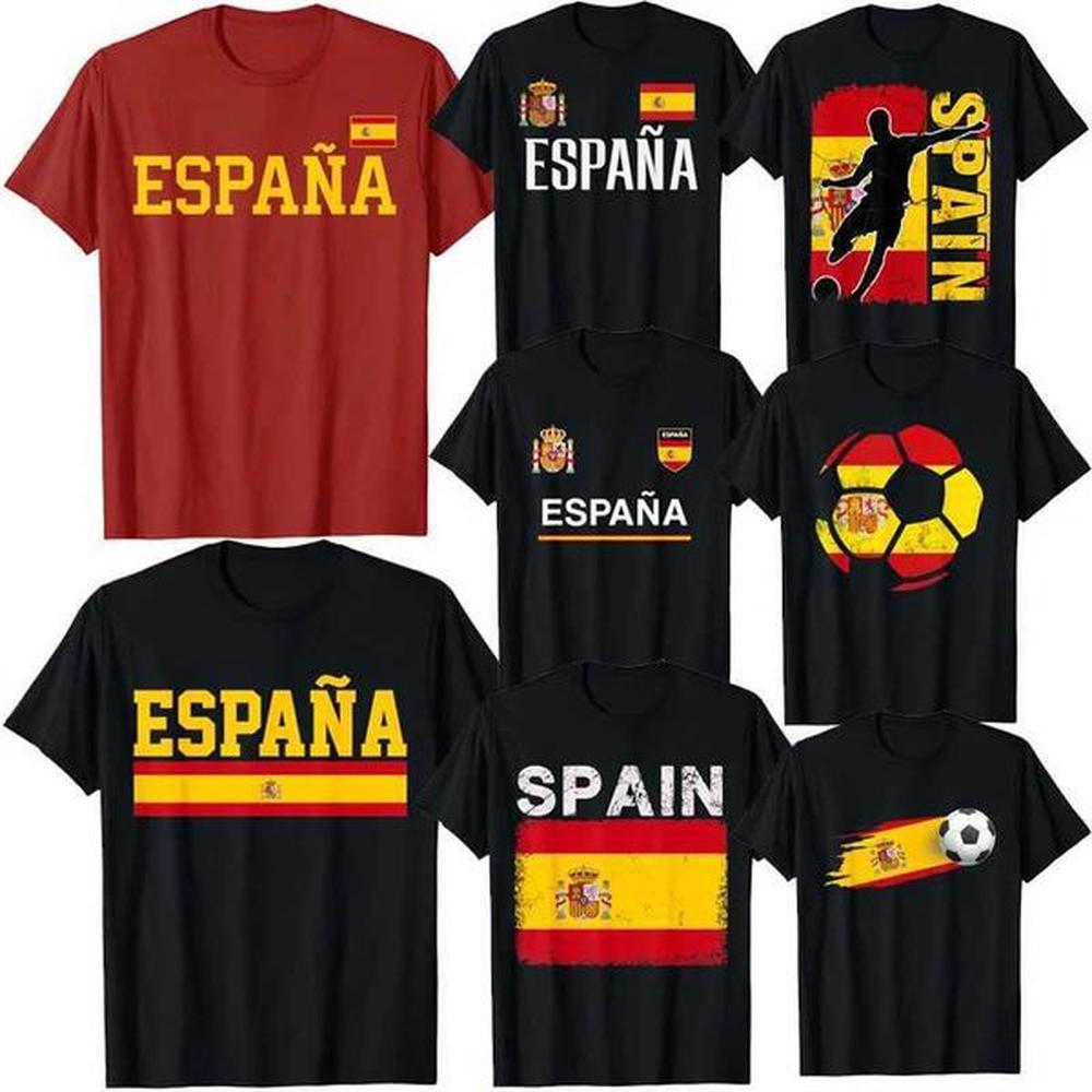 Men's T-Shirts Spain Soccer Ball Spain Flag Jersey - Spanish Fooall Fan T-Shirt Spanish Flag Red Espaa Graphic Tee Top Espana Support O