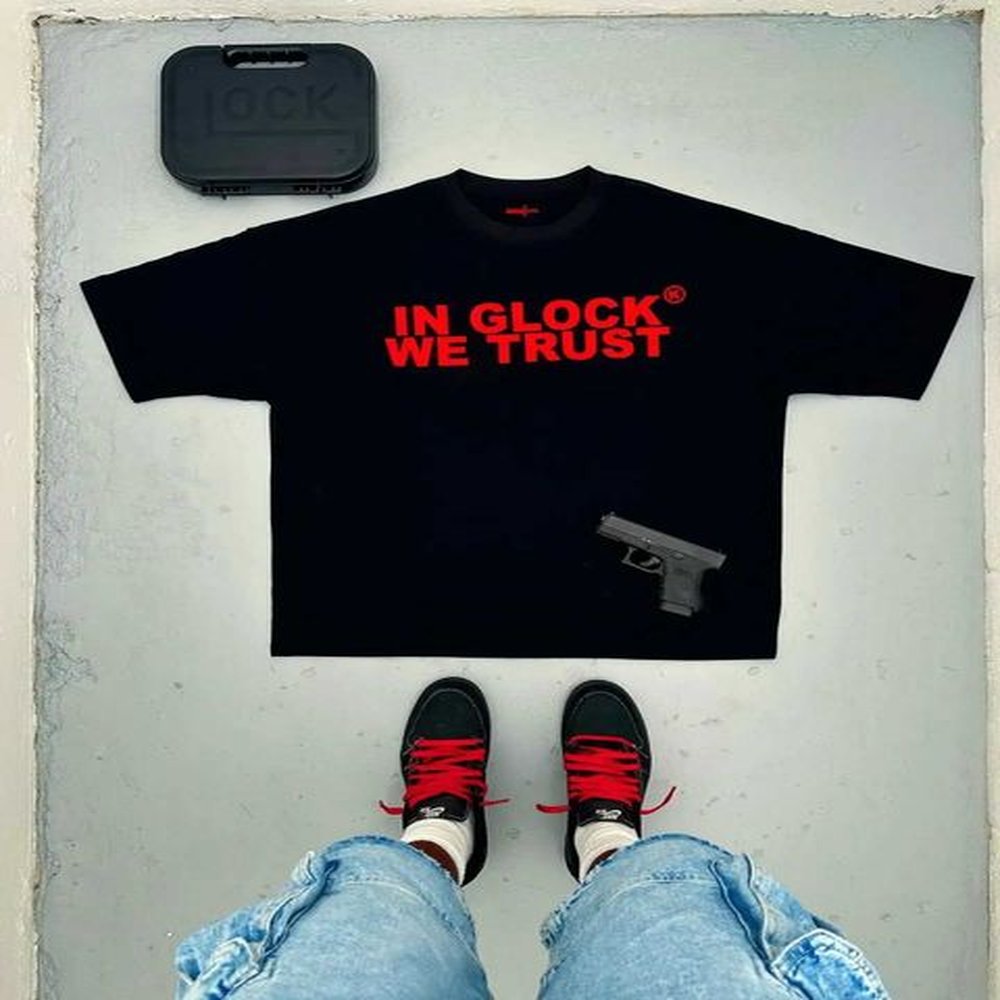 Men's T-Shirts Strtwear T Shirt Y2K Harajuku Hip Hop in Glock We Trust Print Oversized TShirt Mens Womens Round Neck Cotton Short Slve