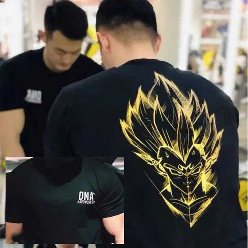Men's T-Shirts Summer Gym Men T-Shirts Japanese Anime Goku Print Fitness Short Sleeve T-shirts Womens 100 Cotton T-shirts Tee Clothing