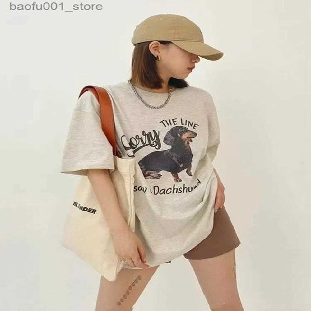 Men's T-Shirts 2024 Summer Latest Womens Clothing Korean Fashion Luxury Trend Dachshund Dog Cotton Printed T-Shirt Fashion Breathable Y