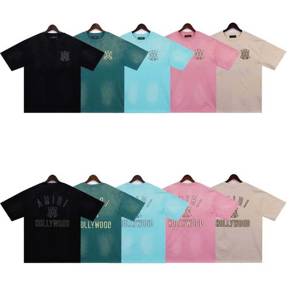 Men's T-Shirts Trendy brand micro logo letter embroidery decal washed short sleeved T-shirt for men and women high street half sleeve H