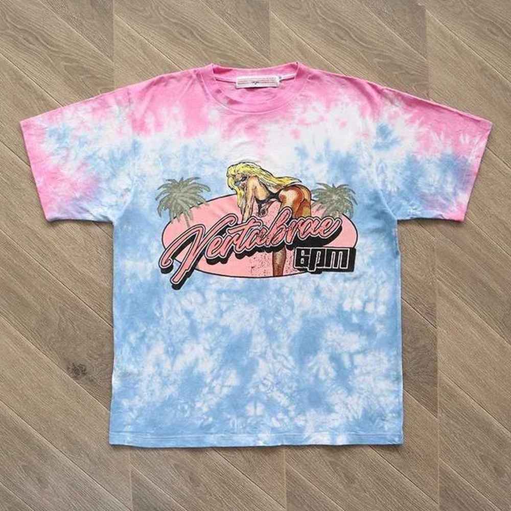 Men's T-Shirts Vertabrae Beach girl Tie dye Printed Beach Girl cotton short slve T-shirt H25106