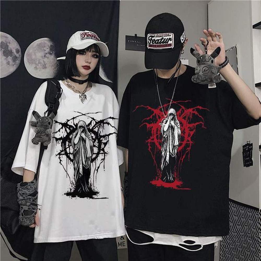 Mens TShirts Womens Tshirt Summer Punk Harajuku Dark Loose Goth Vintage Tops Tees Short Sleeve Large Size Casual Fashion 230404