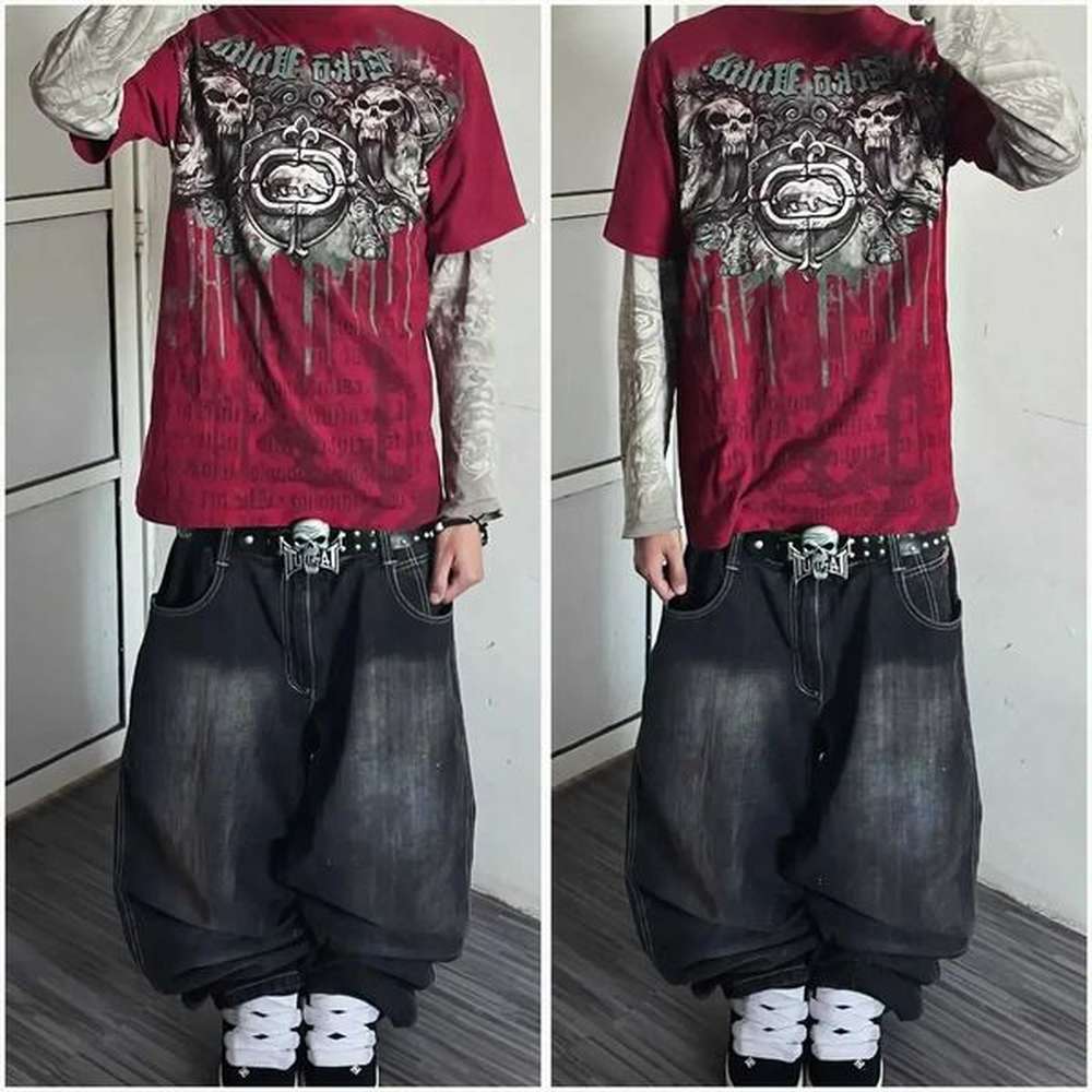 Men's T-Shirts Y2k Affect Retro Top Strt Gothic Oversized T-shirt Mens Hip Hop Harajuku Punk Loose Adult Childrens H250106