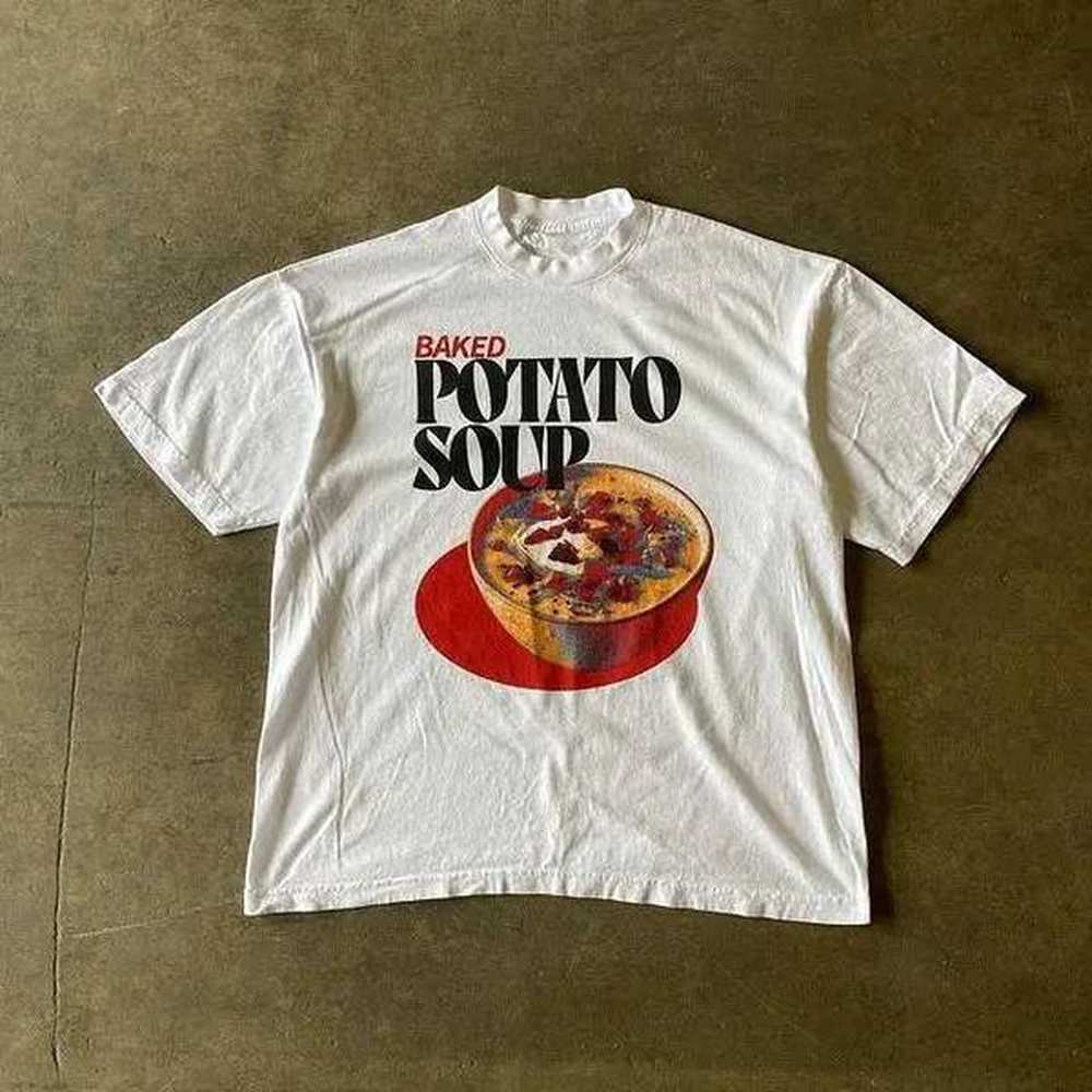 Men's T-Shirts Y2K American retro mens and womens strt t-shirt pizza food pattern oversized short-slved gothic clothing H250108