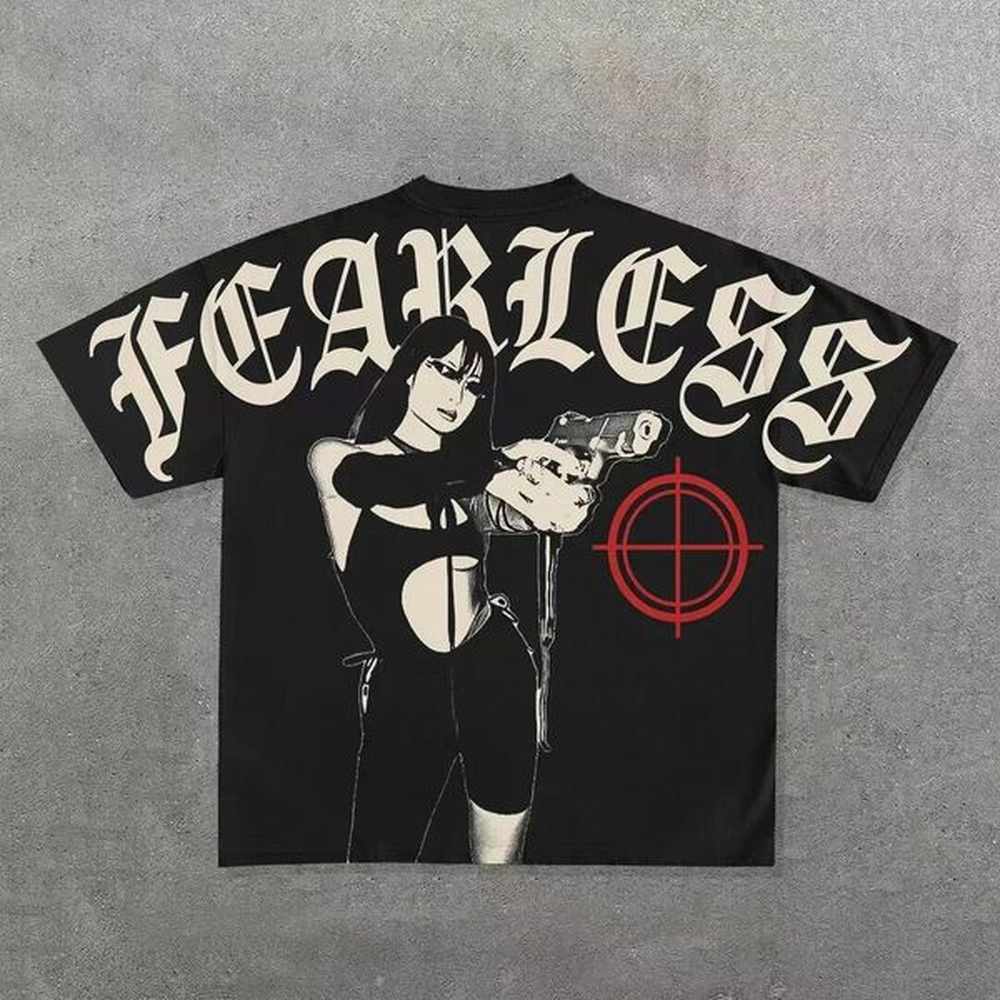 Men's T-Shirts Y2K Harajuku T-shirt Hip Hop Gothic Graphic Print Oversized Cotton T-Shirt Punk Short Sleeve Street Casual T-Shirt Size