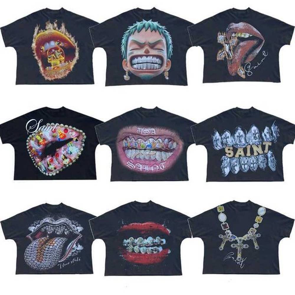 Men's T-Shirts Y2K men t shirts gothic print pattern Streetwear oversized t shirt Hip Hop men women Harajuku Punk Cotton Loose t shirt