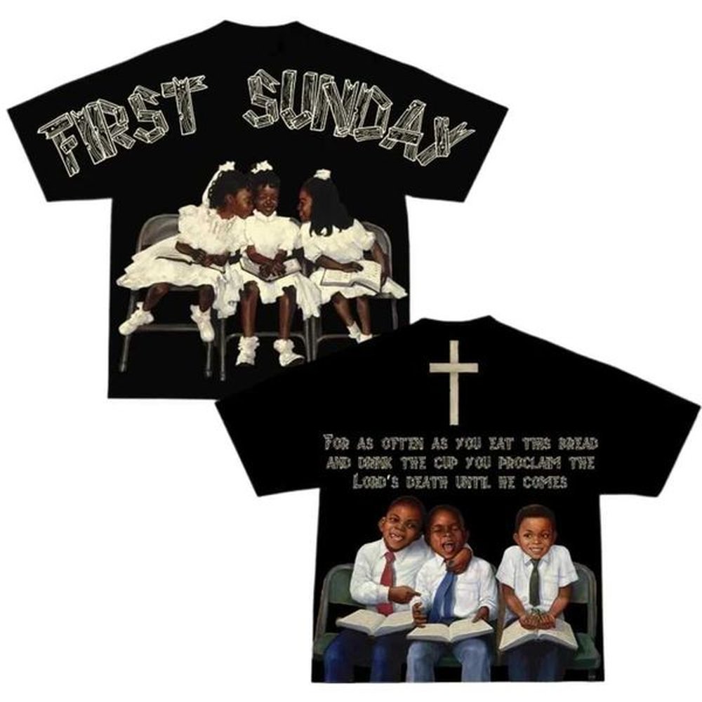 Men's T-Shirts Y2K retro mens T-shirt womens childrens first Sunday printed pattern pure cotton short Slves oversized T-shirt Harajuku