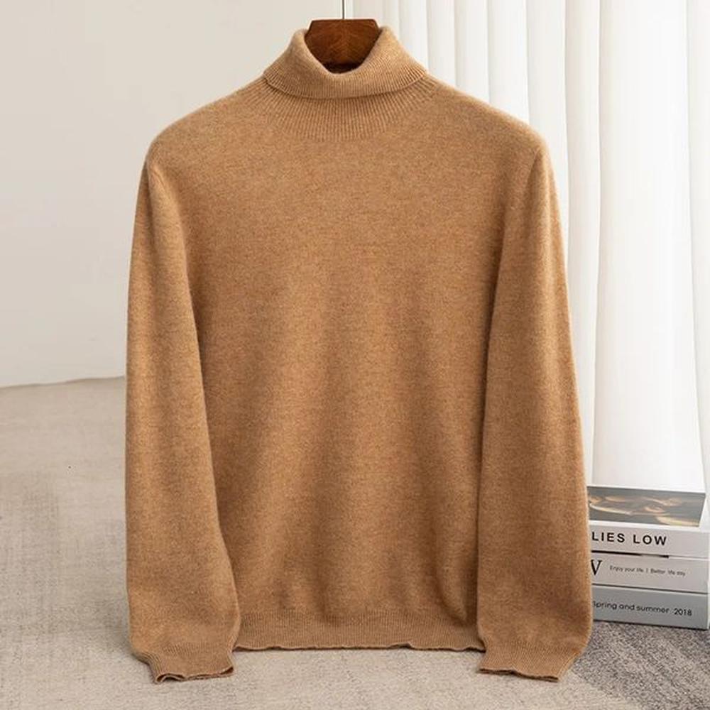 Mens Turtleneck 100% Merino Wool Sweater Mens Autumn/Winter Large Loose Knitted Sweater Keep Warm Top Mens Parachute 241205