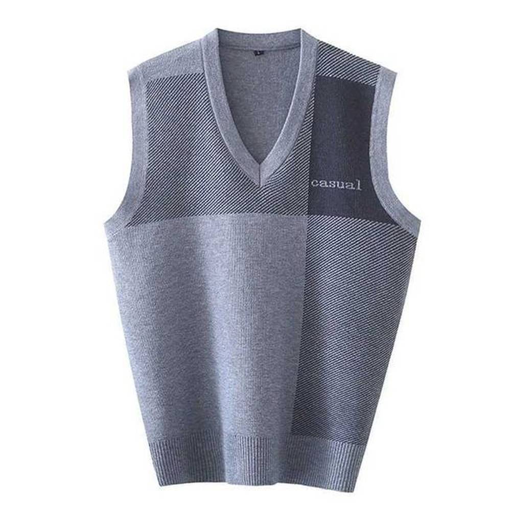 Mens Vest Knit Sweater Waistcoat Thin Spring and Autumn Casual Clothes V-neck SleevelessXJ241221