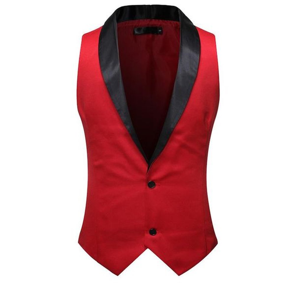 Men's Vests Fashion Shawl Collar Tuxedo Vest Men 2022 Brand Red Slim Fit Sleeveless Waistcoat Formal Business Wedding Groom XXL