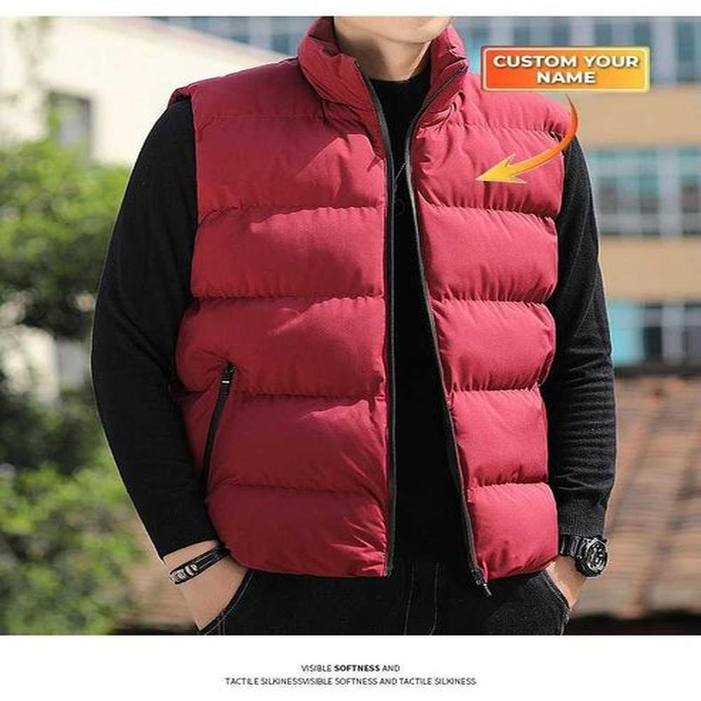 Men's Vests Mens jacket winter warm jacket mens thick jacket stand up collar oversized jacket strapless zipper jacket z250205