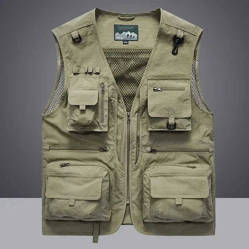 Men's Vests 2024 New Men Outdoor Vest Multi-Pocket Solid Color Fishing Director Reporter Work Waistcoat Photography Casual Vest Jacket