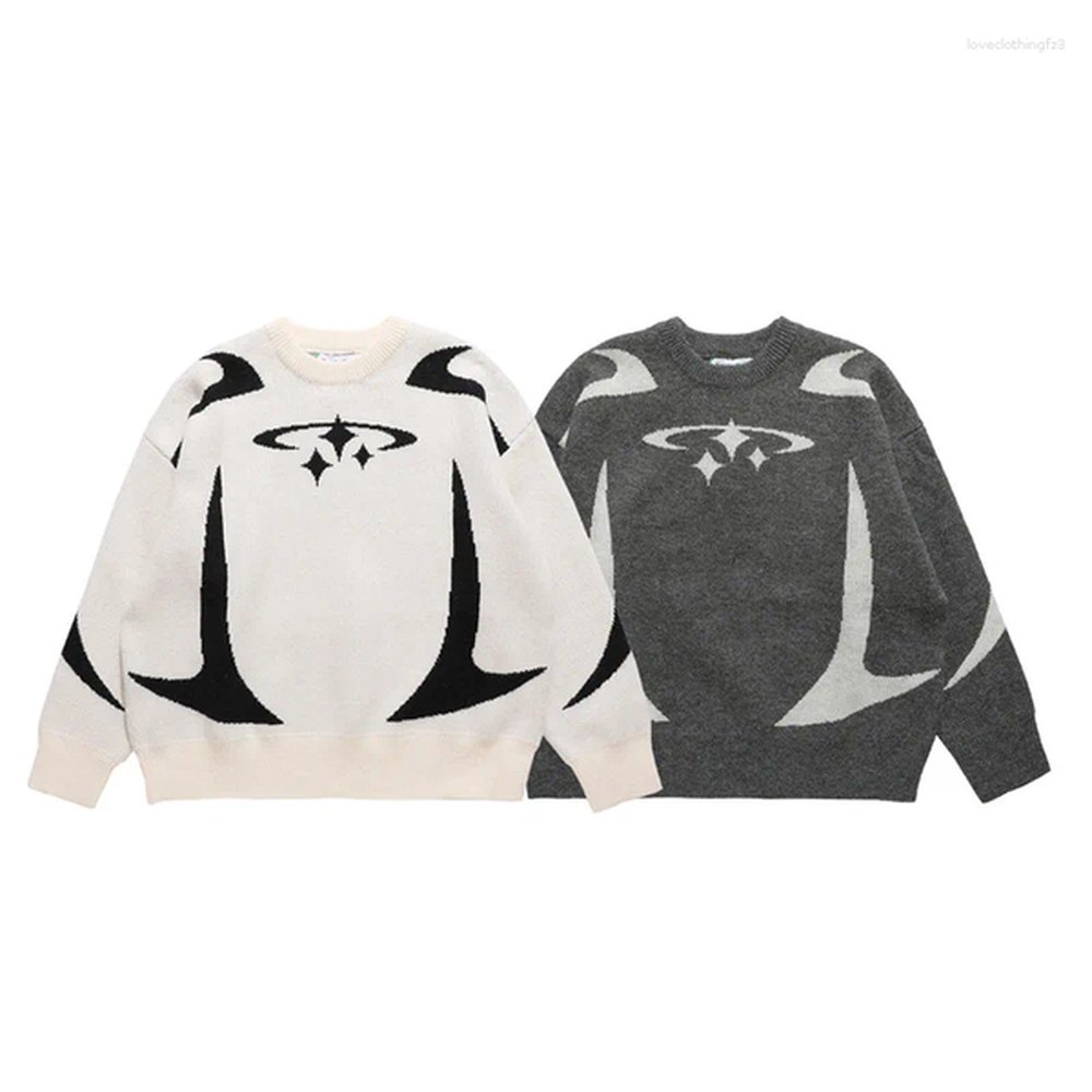 Men's Vests Vintage Knitwear Y2K Stars Graphic Sweaters Winter Haruku Oversized Pullover Sweater Unisex Aesthetic Clothes For Teens
