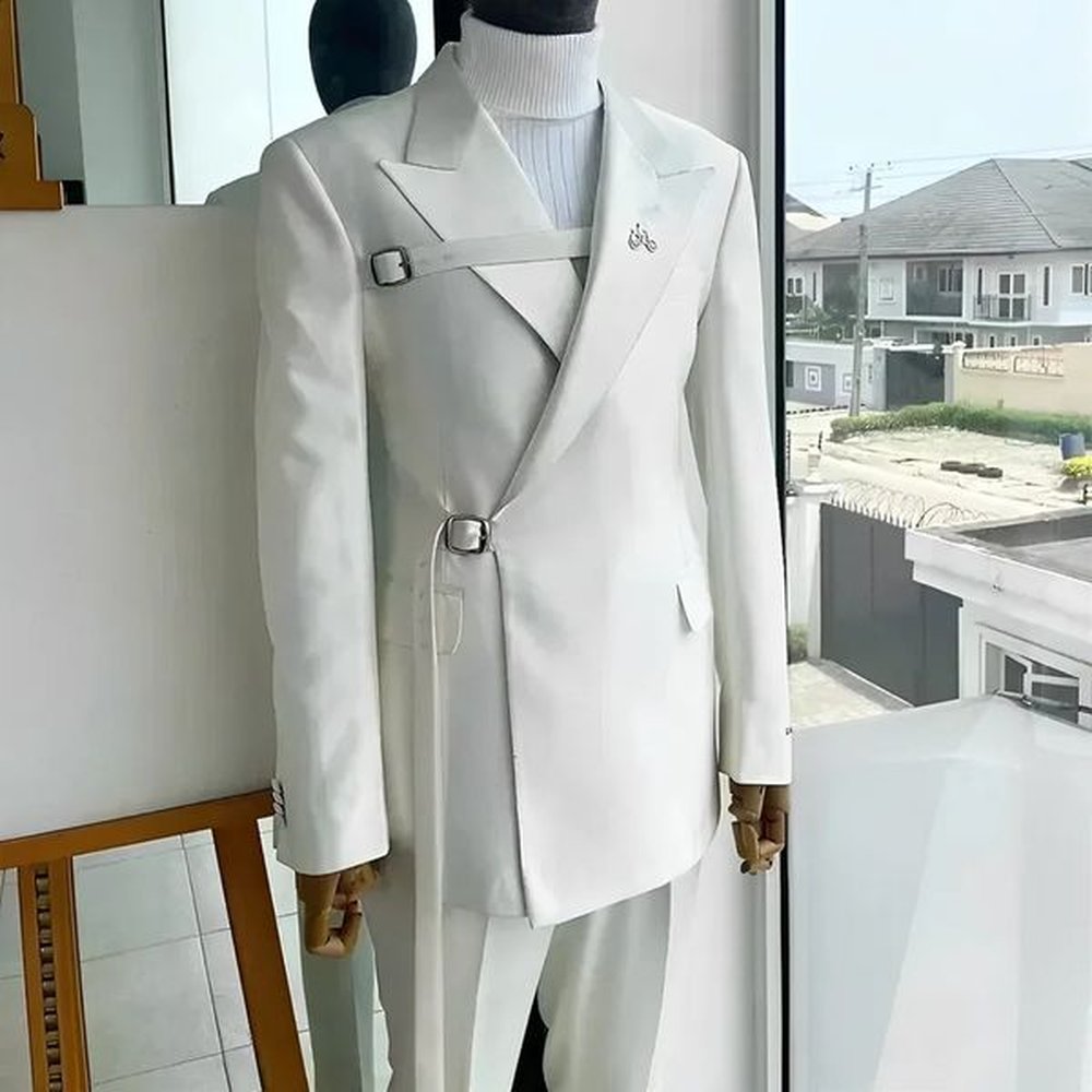 Mens Wedding Tuxedo Blazer Elegant Mens Suit 2 Piece Jacket Pants White Suit Formal Party Dress for Men 240723
