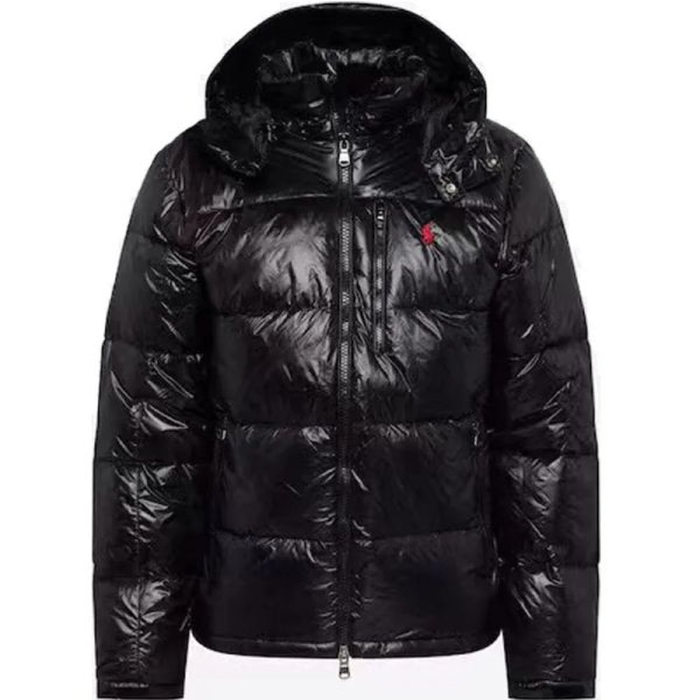 Men's Winter Designer Embroidered Badge Polo Jacket Hooded Patchwork Windproof Warm Jacket Duck Down Top European Size