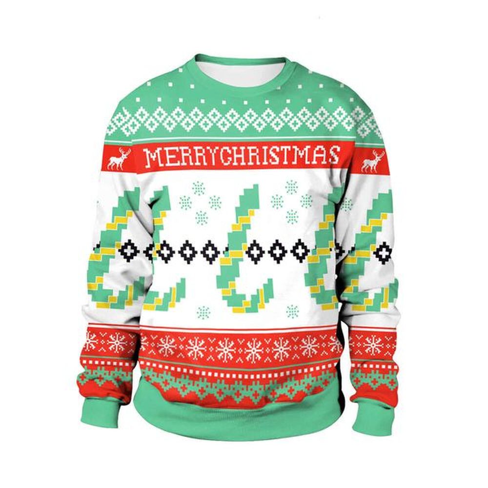 men's women's casual loose top European and American 2024 new 3D digital printed round neck Christmas hoodie