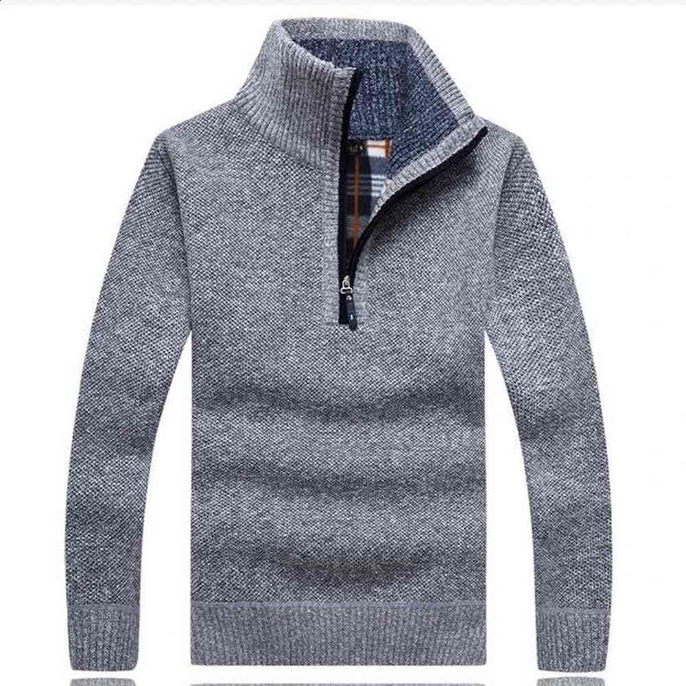 Mens wool thick knitted sweater with half zipper turtle neck for warmth and high-quality mens ultra-thin knitted wool sweater with floral pa
