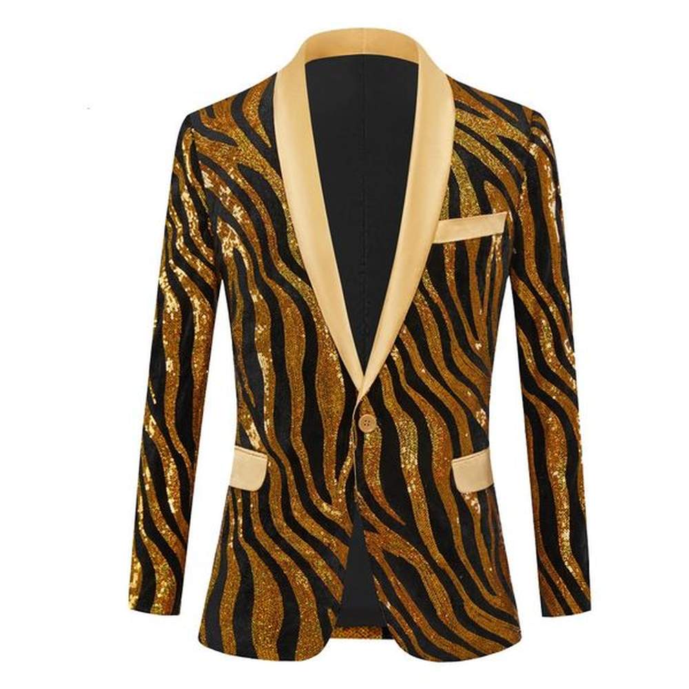 Mens Yellow Striped Trendy Sequins Singer Stage Performance Host Dress Suit Coat Jacket Tuxedo Gentlemen Wedding Groom 241228