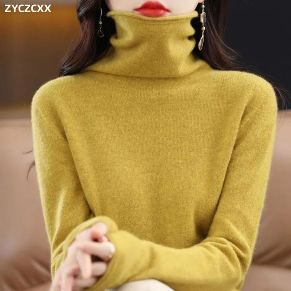 merino wool turtle neck pulling knitted womens autumn and