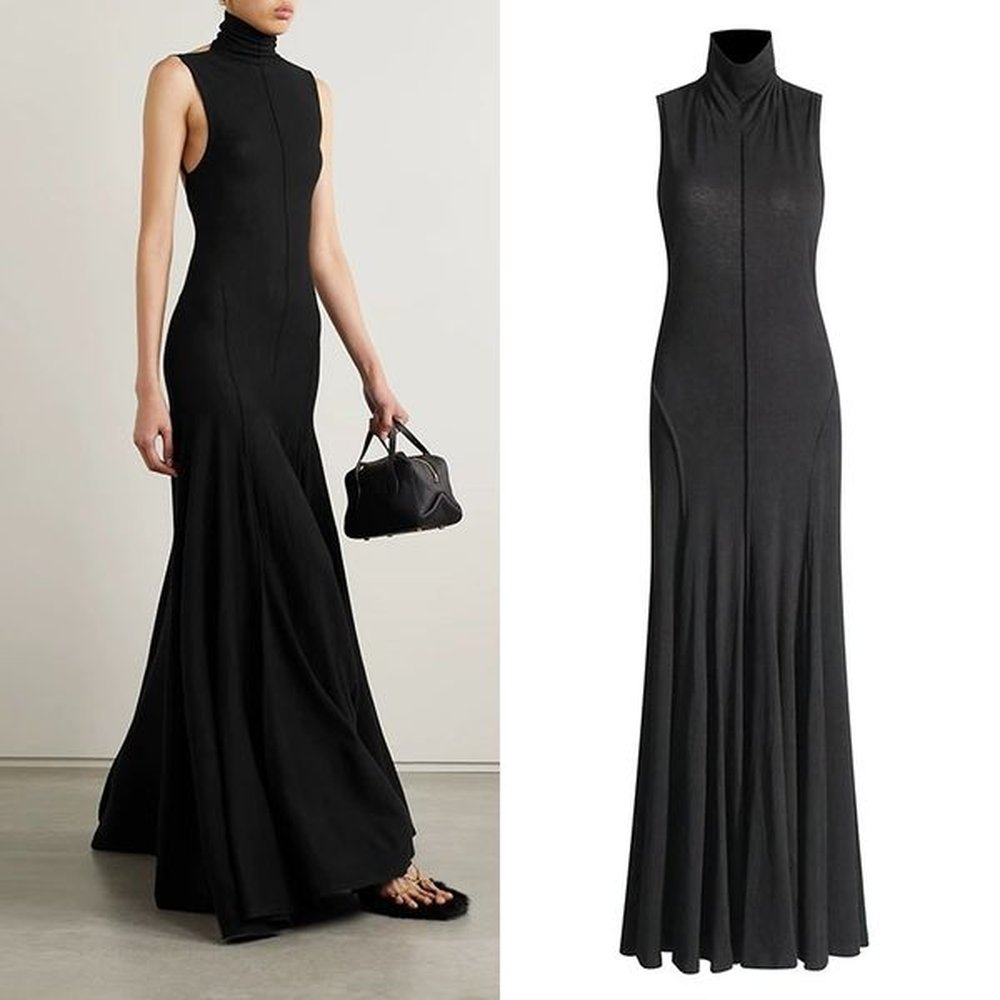 milan style runway dress summer crew neck sleeveless