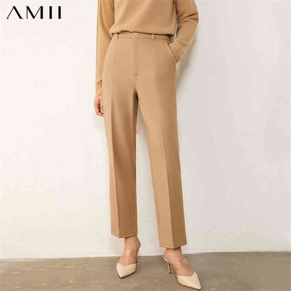 minimalism autumn womens pant olstyle suit causal solid high waist