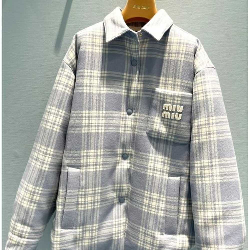 miuu miuu parkas womens down plaid down puffer jacket polo